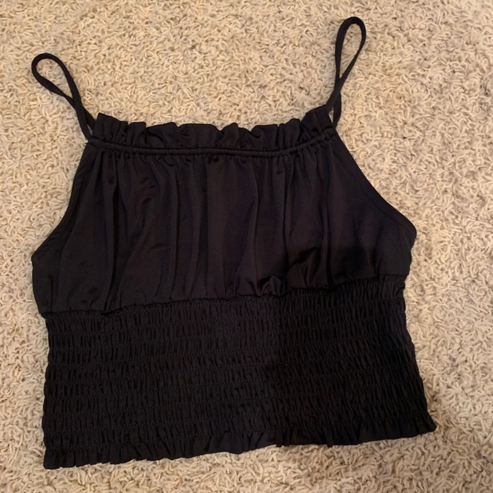 Urban Outfitters Black Cropped Tank Top Med Stretchy